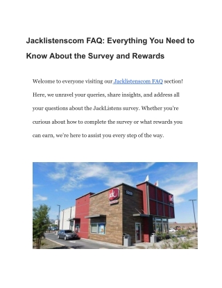 JackListens.Com – Jack Listens Survey - Win A Jumbo Jack