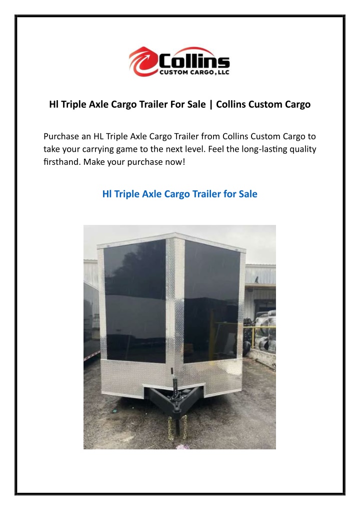 hl triple axle cargo trailer for sale collins