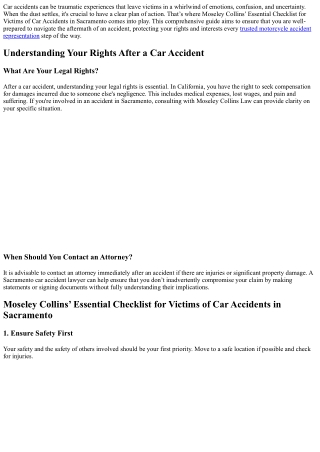 “Moseley Collins’ Essential Checklist for Victims of Car Accidents in Sacramento