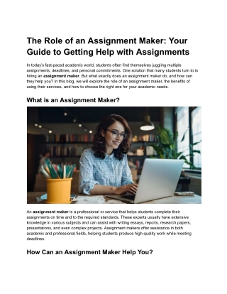 the role of an assignment maker your guide