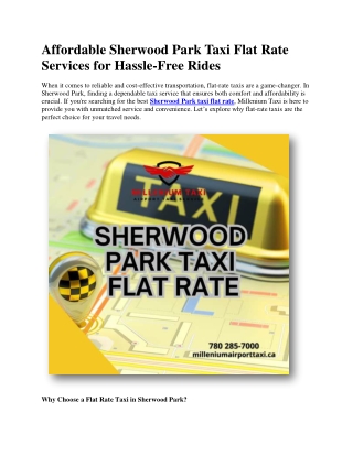 Affordable Sherwood Park Taxi Flat Rate Services for Hassle