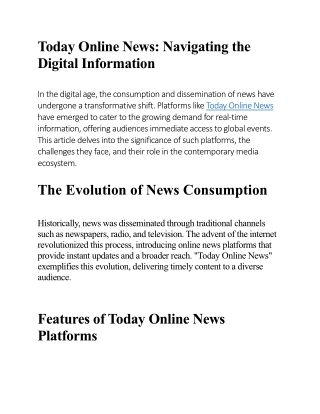 Today Online News