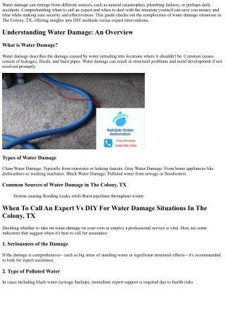 water damage can emerge from different sources
