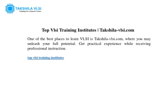 top vlsi training institutes takshila vlsi com