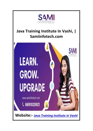 Java Training Institute In Vashi,  Samiinfotech.com