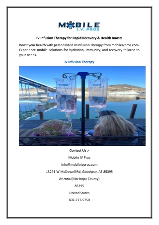 IV Infusion Therapy for Rapid Recovery & Health Boosts