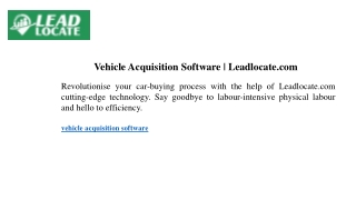 Vehicle Acquisition Software  Leadlocate.com