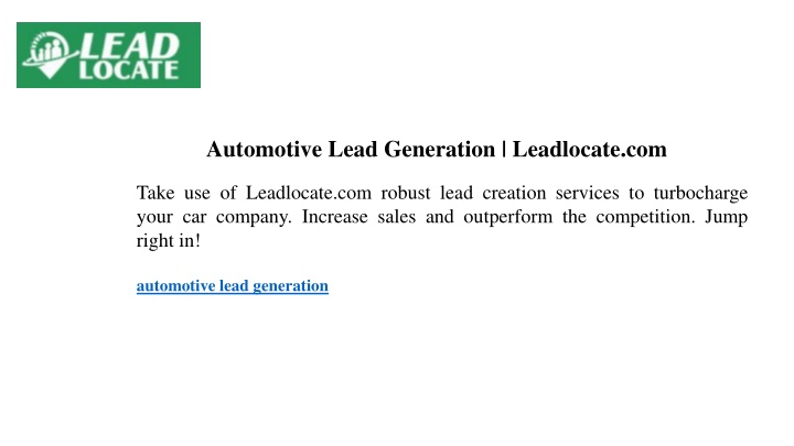 automotive lead generation leadlocate com