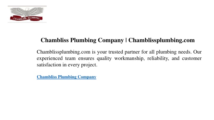 chambliss plumbing company chamblissplumbing com