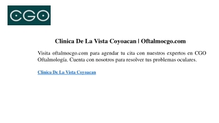 Clinica De La Vista Coyoacan Oftalmocgo.com