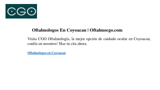 Oftalmologos En Coyoacan Oftalmocgo.com