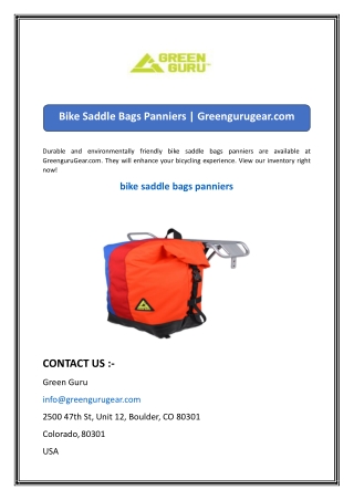 Bike Saddle Bags Panniers  Greengurugear