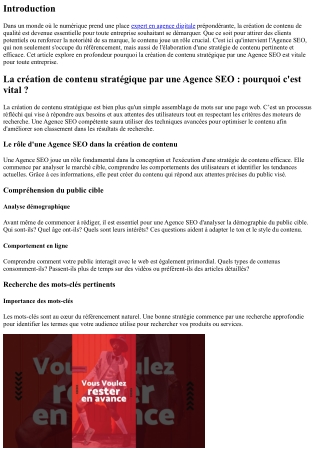 La création de contenu stratégique par une Agence SEO : pourquoi c'est vital ?