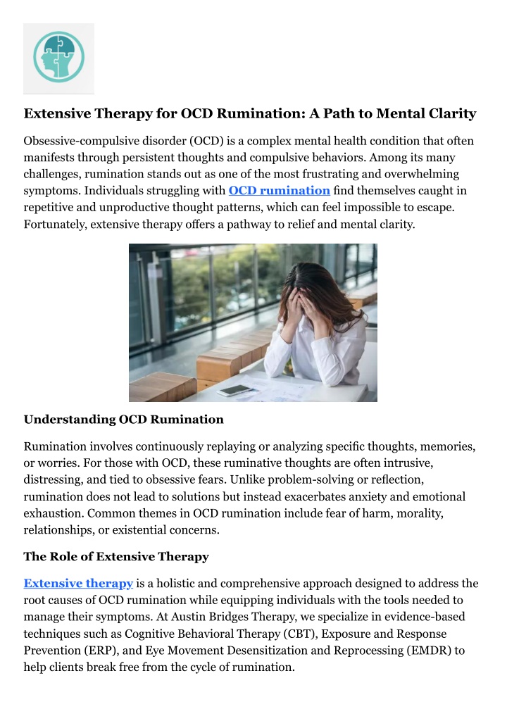 extensive therapy for ocd rumination a path