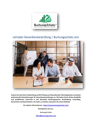 Lehrplan Steuerberaterprüfung | Buchungsschatz.com