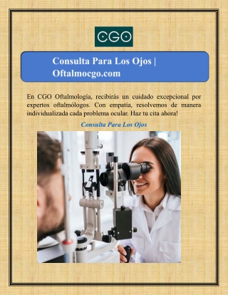 Consulta Para Los Ojos | Oftalmocgo.com