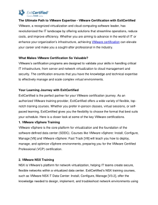 The Ultimate Path to VMware Expertise - VMware Certification with ExitCertified