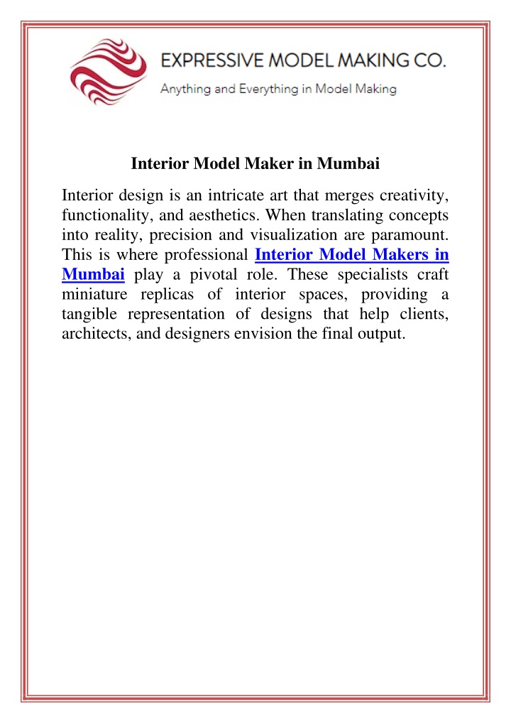 interior model maker in mumbai