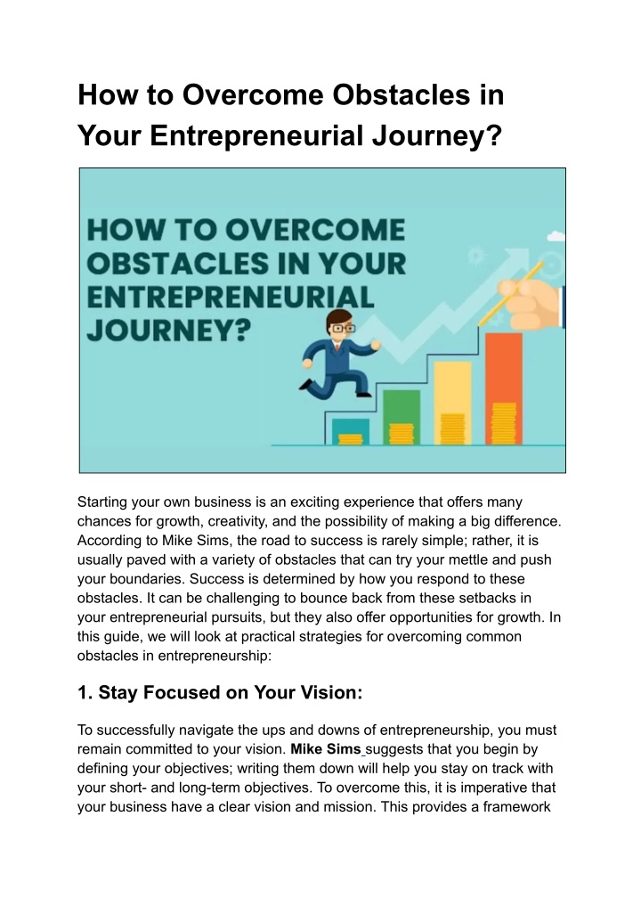 how to overcome obstacles in your entrepreneurial