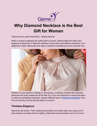 Why Diamond Necklace is the Best Gift for Women