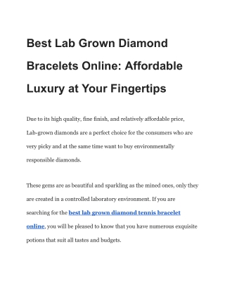 Best Lab Grown Diamond Bracelets Online_ Affordable Luxury at Your Fingertips