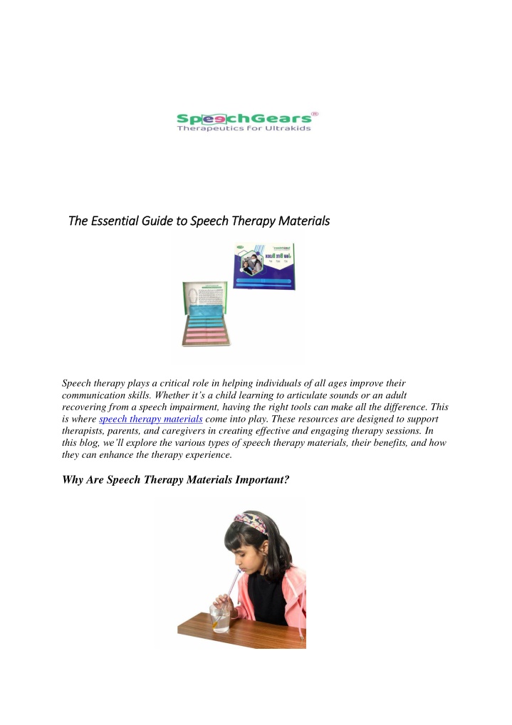 the essential guide to speech therapy materials