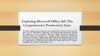 exploring microsoft office 365 the comprehensive productivity suite