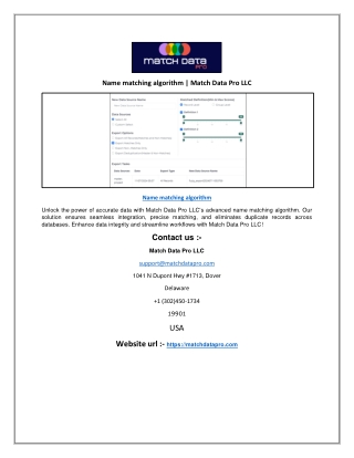 name matching algorithm match data pro llc