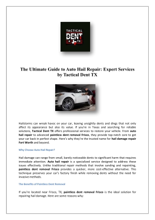 the ultimate guide to auto hail repair expert