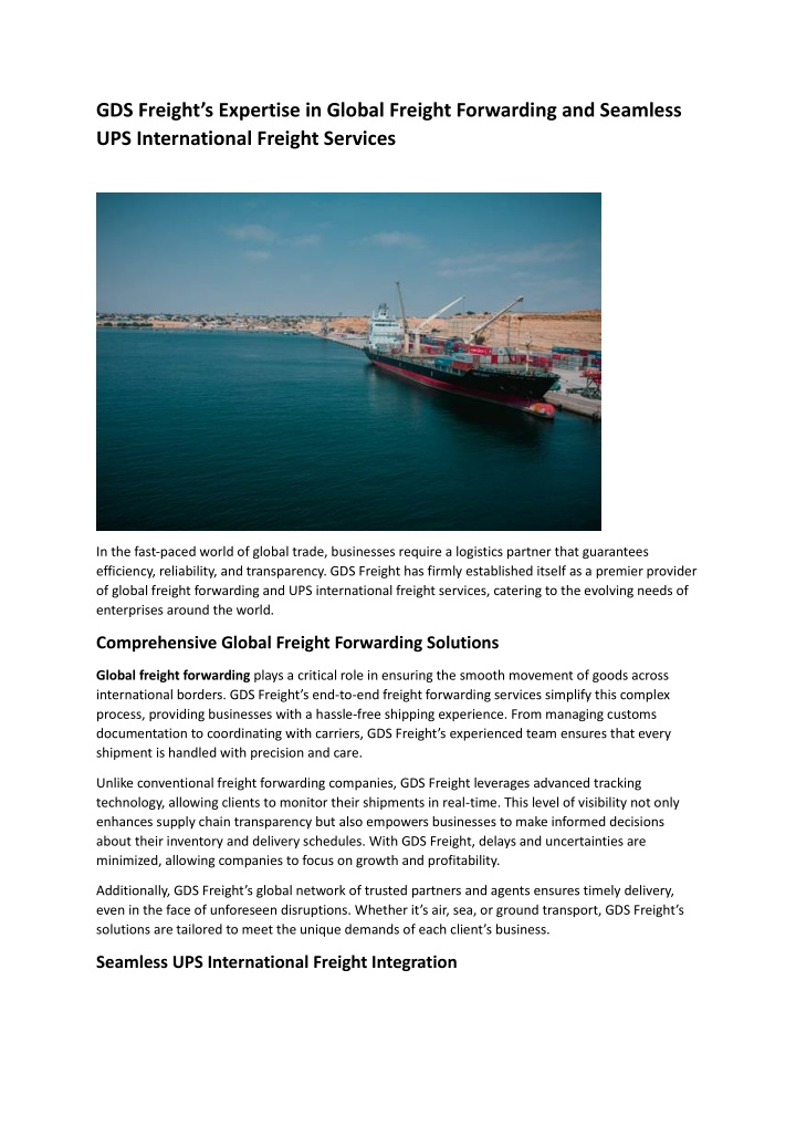 gds freight s expertise in global freight