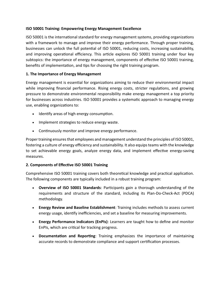 iso 50001 training empowering energy management