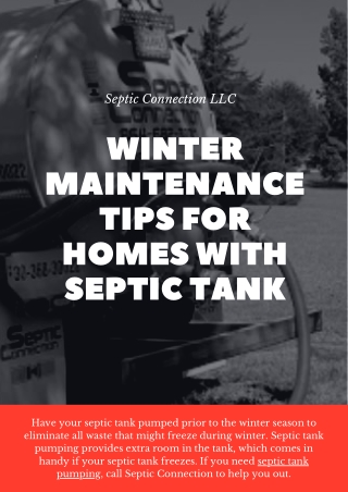 Winter Maintenance Tips For Homes With Septic Tank