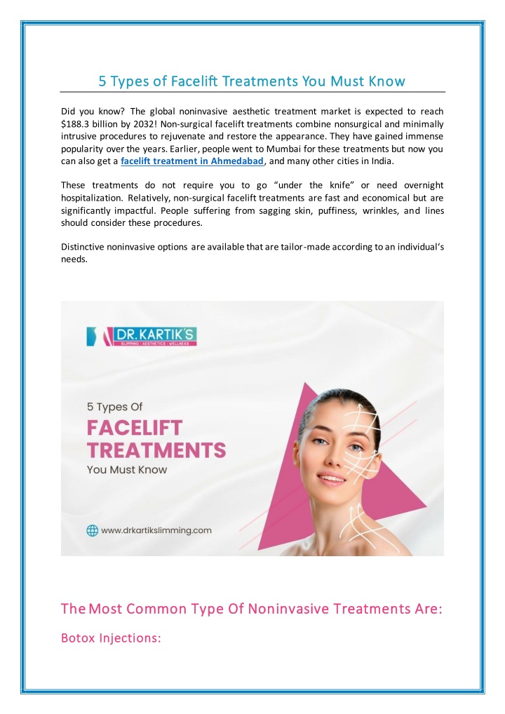 5 types of facelift treatments you must know