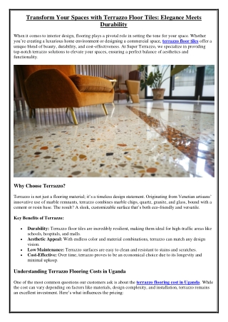 Transform Your Spaces with Terrazzo Floor Tiles Elegance Meets Durability