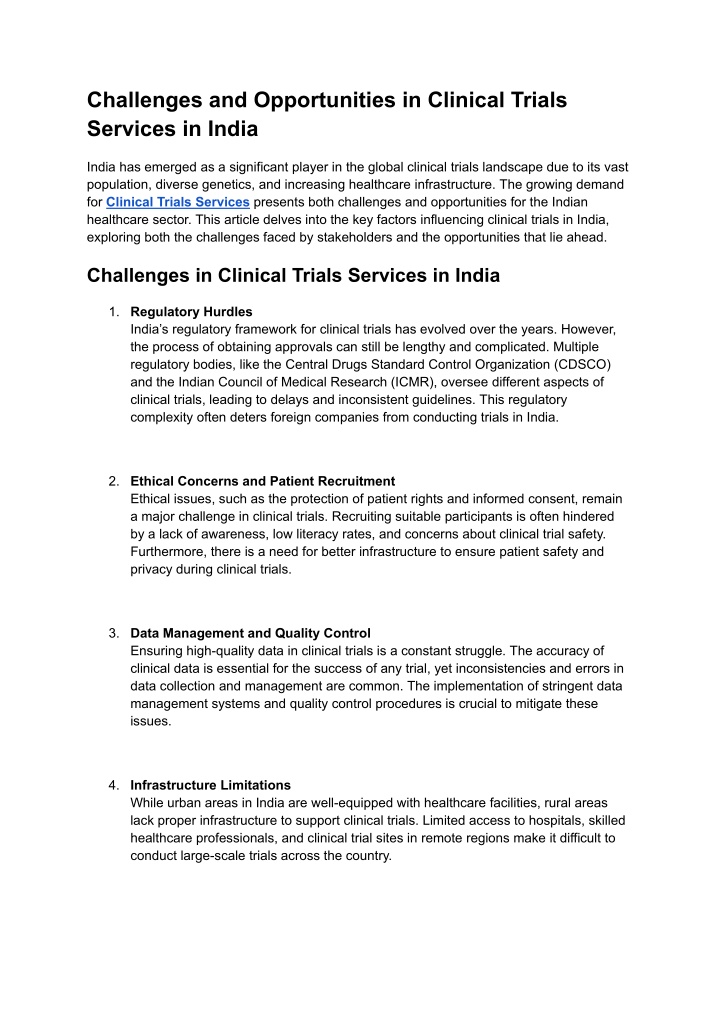 challenges and opportunities in clinical trials