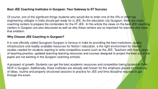 best jee coaching institutes in gurgaon your