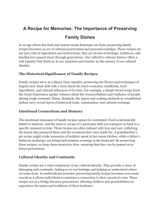 A Recipe for Memories_ The Importance of Preserving Family Dishes