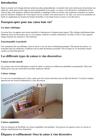 “Élégance et raffinement: Osez la caisse à vins décorative.”