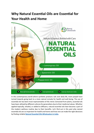 Natural Essential Oils Wholesalers in India