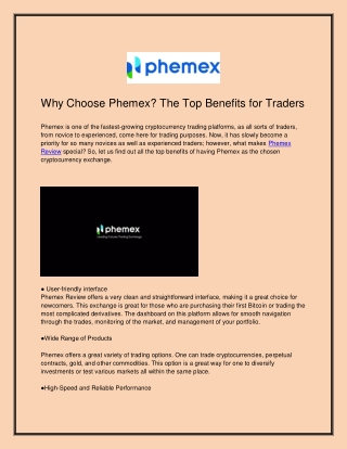 why choose phemex the top benefits for traders
