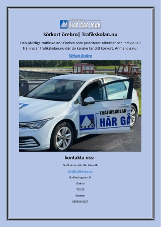 körkort örebro| Trafikskolan.nu