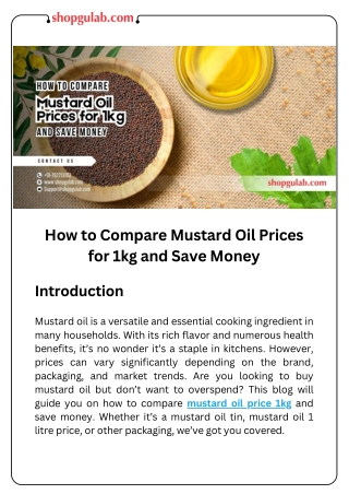 How to Compare Mustard Oil Prices for 1kg and Save Money