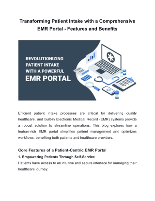 Transforming Patient Intake with a Comprehensive EMR Portal