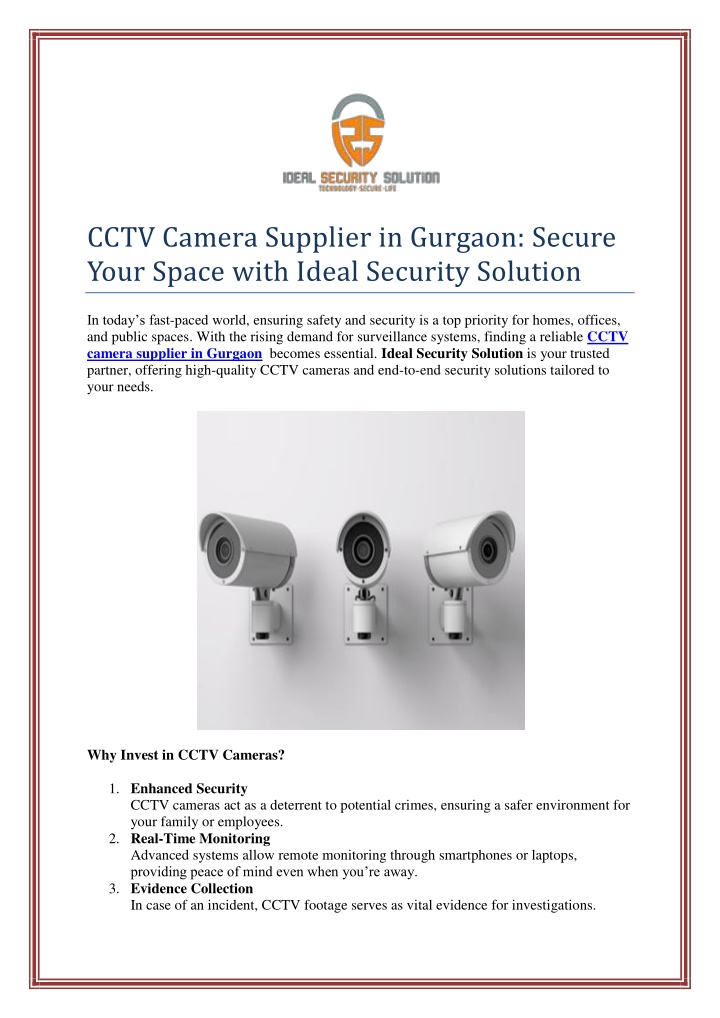 cctv camera supplier in gurgaon secure your space