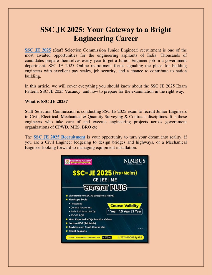 ssc je 2025 your gateway to a bright engineering