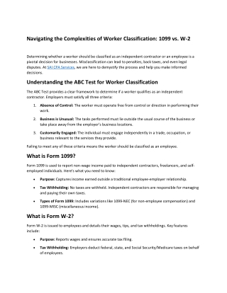 Navigating the Complexities of Worker Classification: 1099 vs. W-2