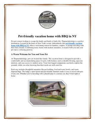 Pet-friendly vacation home with BBQ in NY