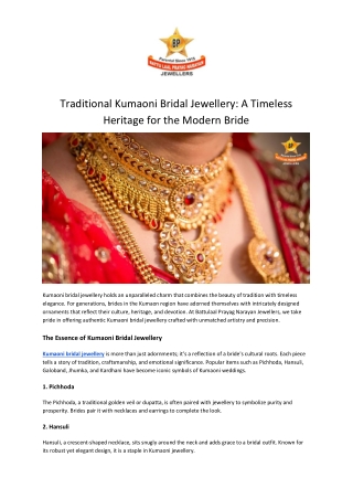 Traditional Kumaoni Bridal Jewellery: A Timeless Heritage for the Modern Bride -