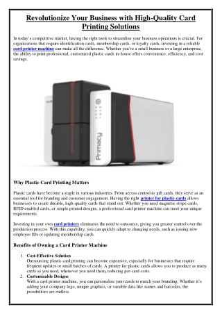 Revolutionize Your Business with High-Quality Card Printing Solutions