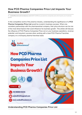 How PCD Pharma Companies Price List Impacts Your Business Growth?